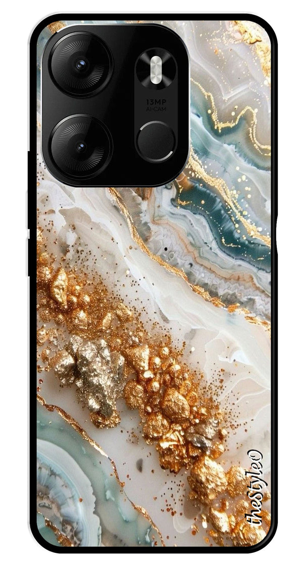 Marble Design Metal Mobile Case for Tecno Spark Go (Design No -92)