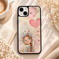 Flower Crown Girl Artwork glossy phone case back cover, flat view