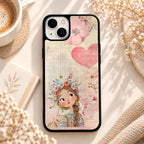 Flower Crown Girl Artwork glossy phone case back cover, flat view