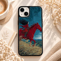 Red Horse Rider Artwork glossy phone case back cover, flat view