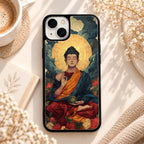 Meditating Buddha Artwork glossy phone case back cover, flat view
