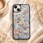 I Am Lucky Affirmation Collage Artwork glossy phone case back cover, flat view