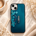 Koi Pond Boat Artwork glossy phone case back cover, flat view
