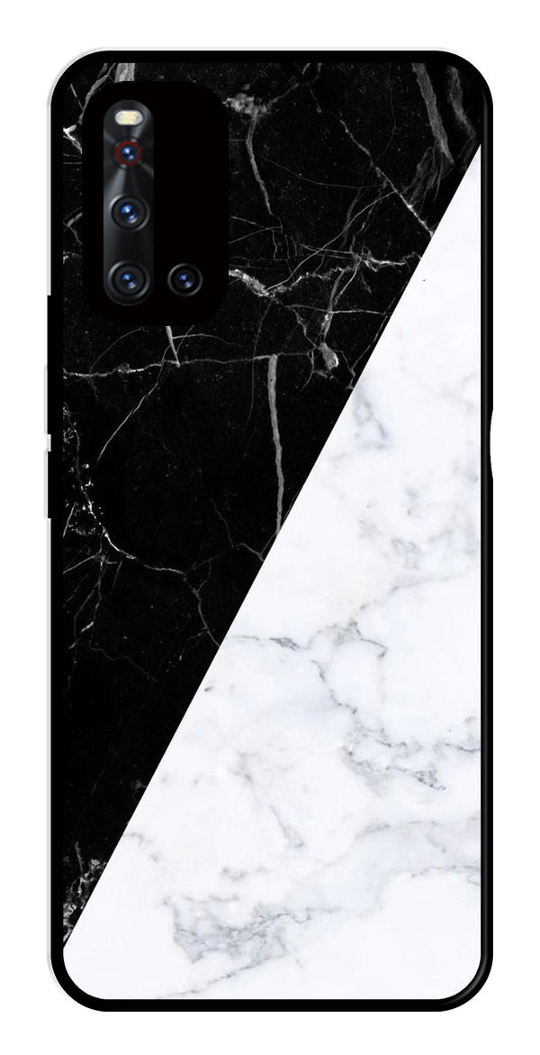 Black White Marble Design Metal Mobile Case for Vivo V19   (Design No -09)
