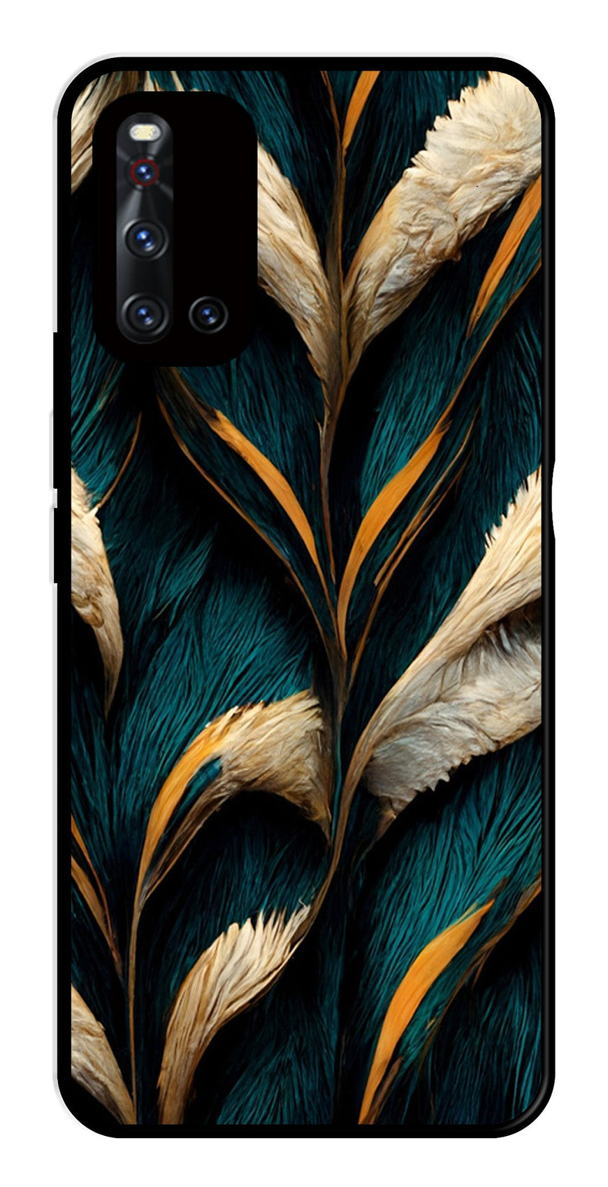 Feathers Metal Mobile Case for Vivo V19   (Design No -30)