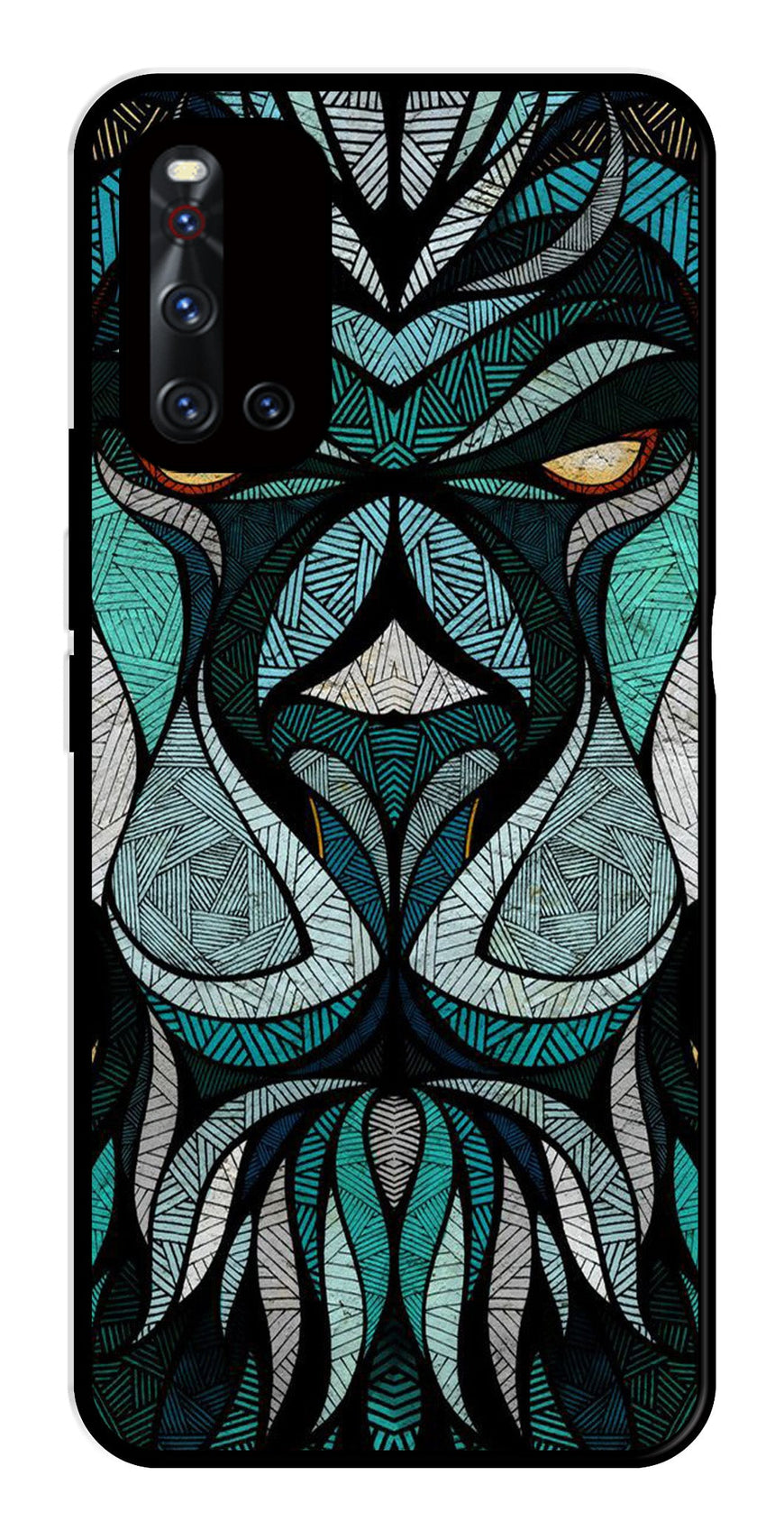 Lion Pattern Metal Mobile Case for Vivo V19   (Design No -40)