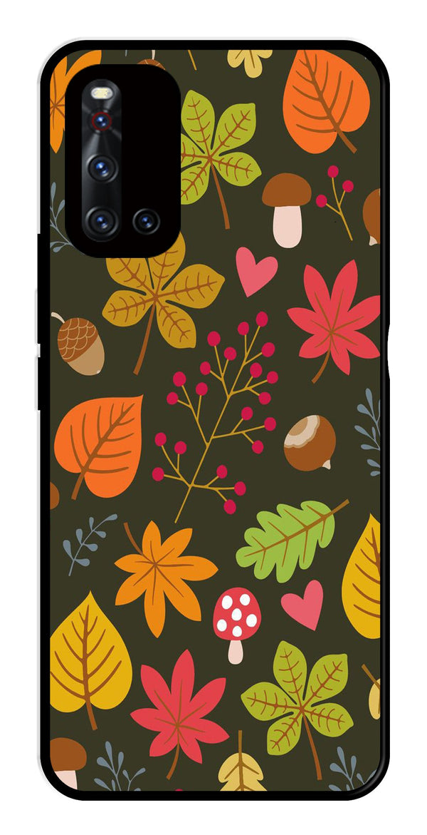 Leaves Design Metal Mobile Case for Vivo V19   (Design No -51)