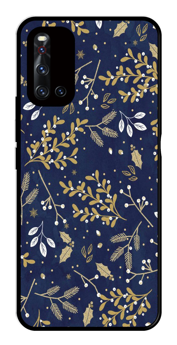 Floral Pattern  Metal Mobile Case for Vivo V19   (Design No -52)