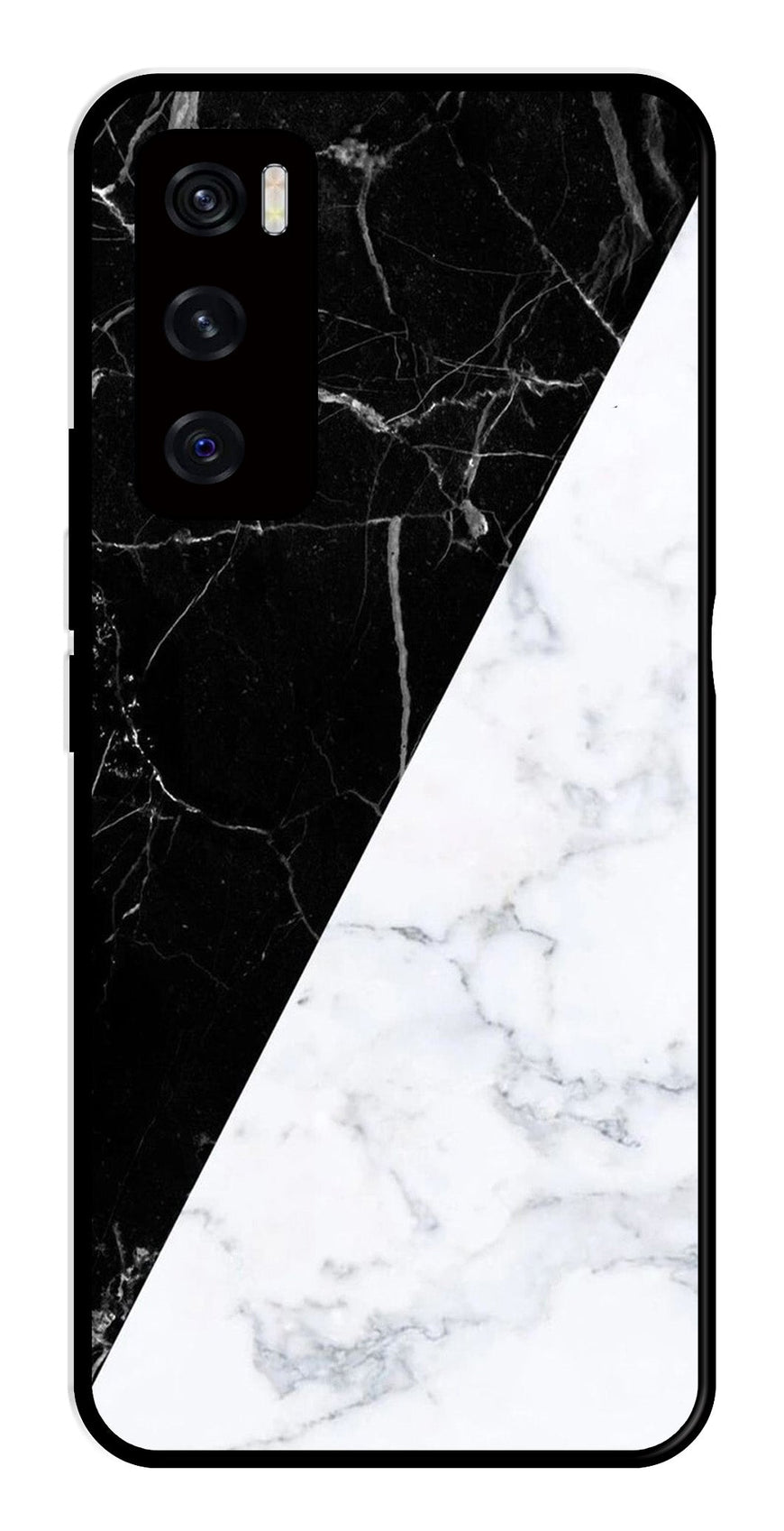 Black White Marble Design Metal Mobile Case for Vivo V20 SE   (Design No -09)