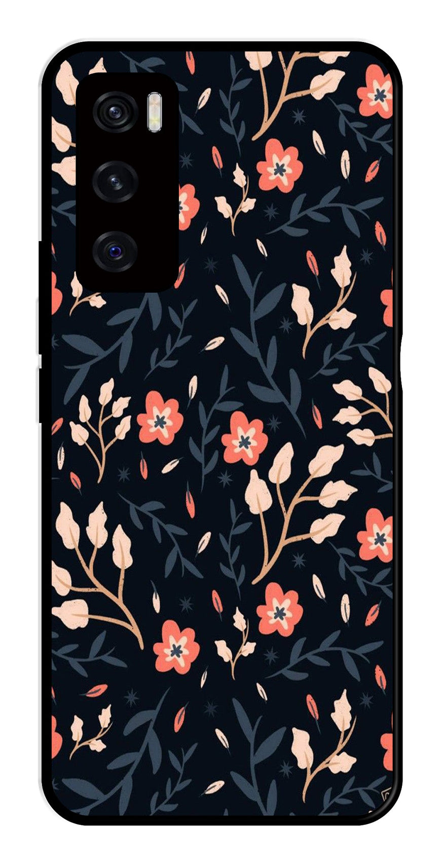 Floral Pattern Metal Mobile Case for Vivo V20 SE   (Design No -10)