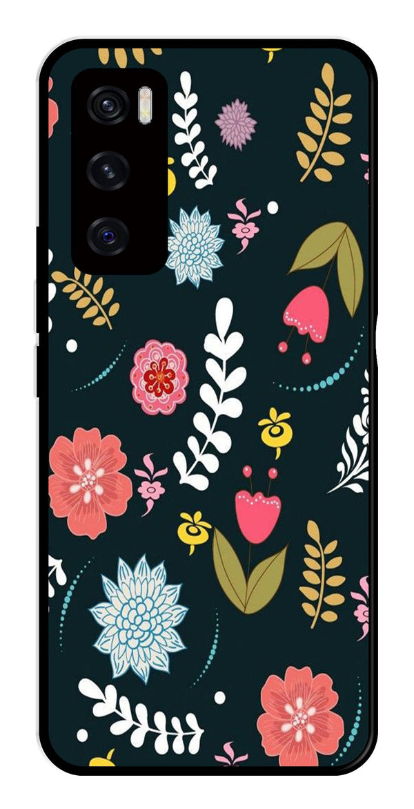 Floral Pattern2 Metal Mobile Case for Vivo V20 SE   (Design No -12)