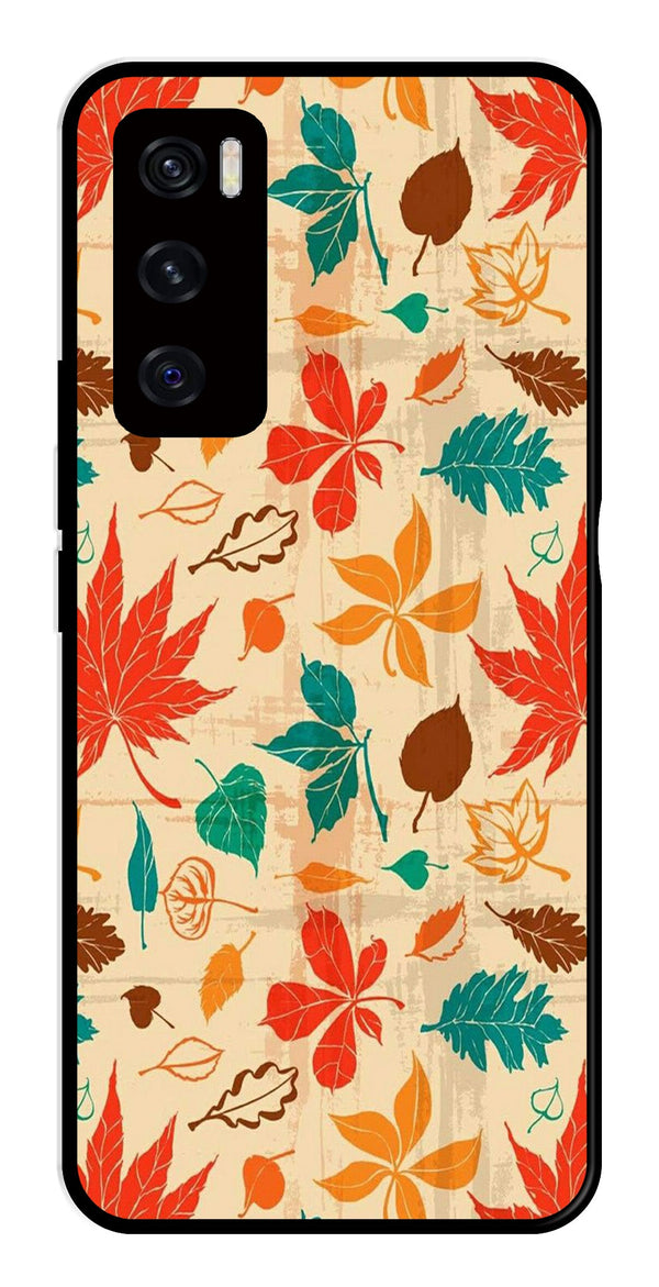 Leafs Design Metal Mobile Case for Vivo V20 SE   (Design No -14)