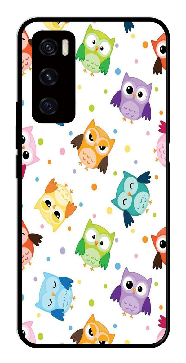 Owls Pattern Metal Mobile Case for Vivo V20 SE   (Design No -20)