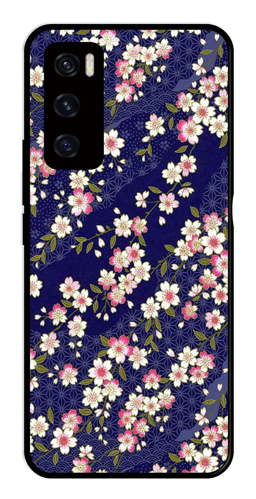 Flower Design Metal Mobile Case for Vivo V20 SE   (Design No -25)