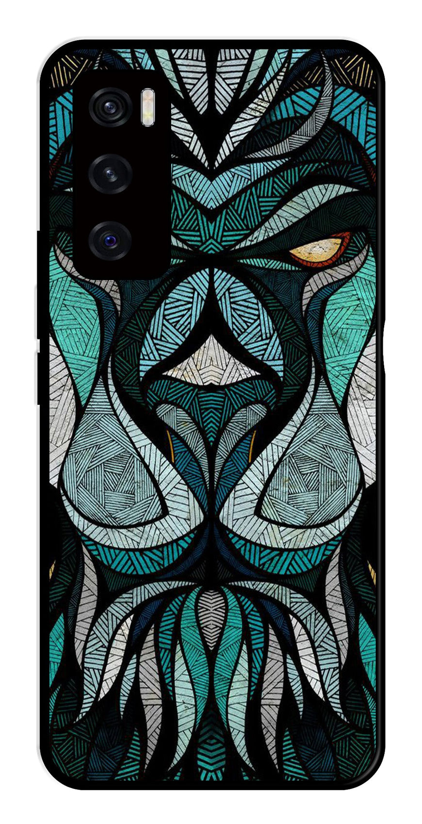 Lion Pattern Metal Mobile Case for Vivo V20 SE   (Design No -40)