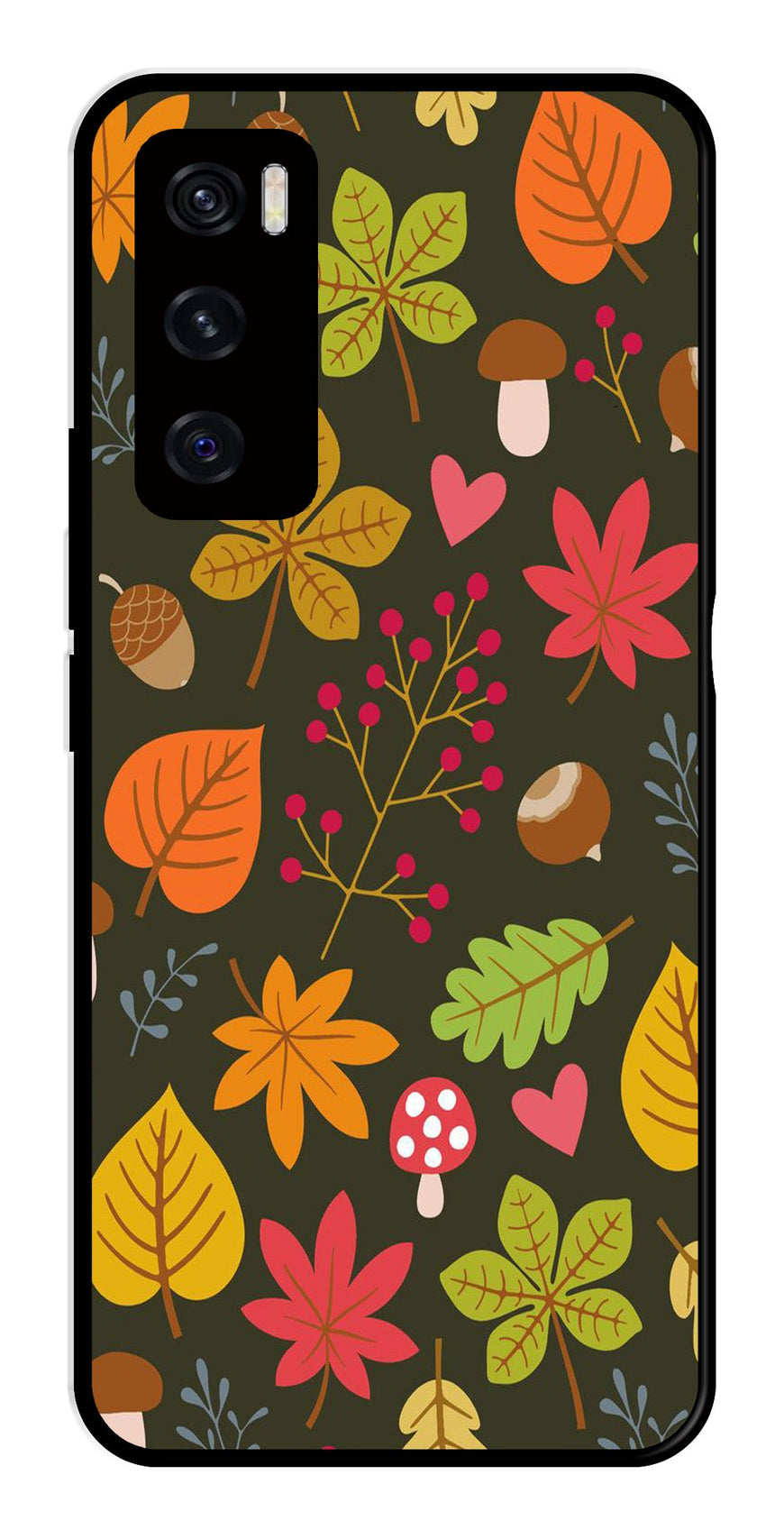Leaves Design Metal Mobile Case for Vivo V20 SE   (Design No -51)