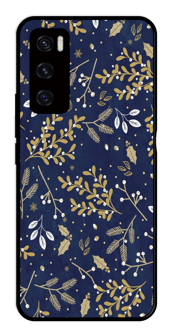 Floral Pattern  Metal Mobile Case for Vivo V20 SE   (Design No -52)