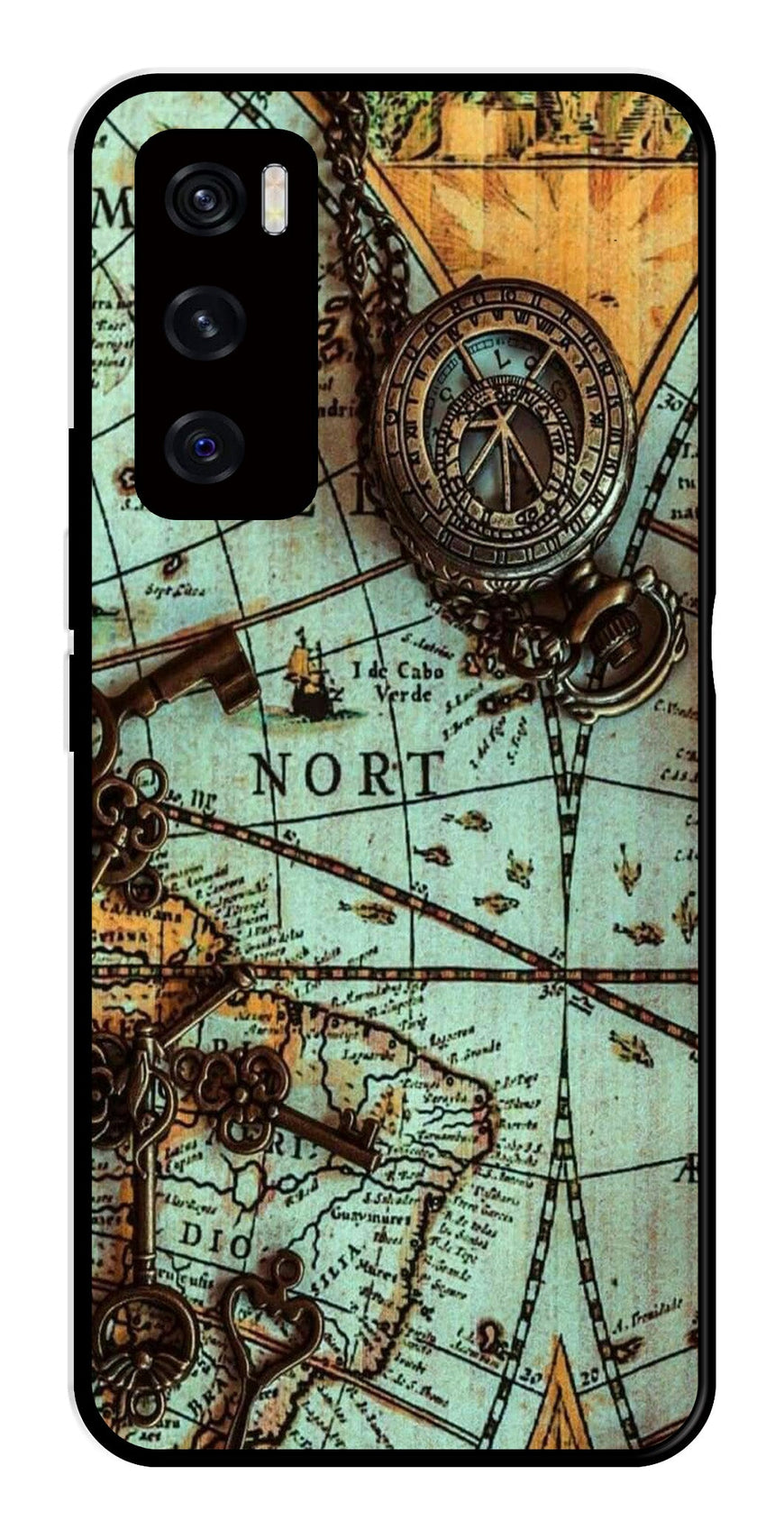 Map Design Metal Mobile Case for Vivo V20 SE   (Design No -54)