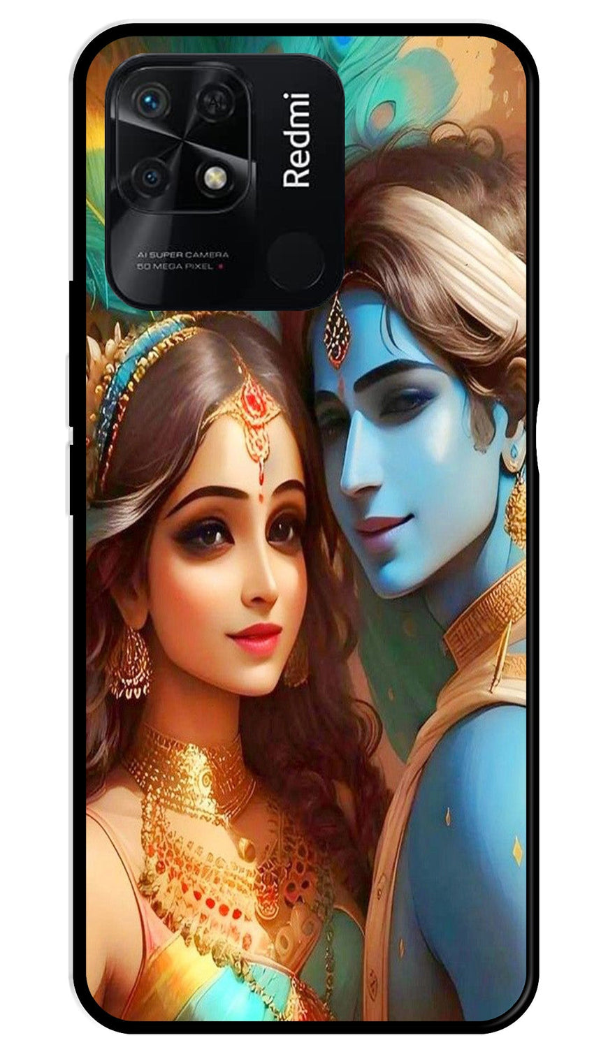 Lord Radha Krishna Metal Mobile Case for Redmi 10   (Design No -01)