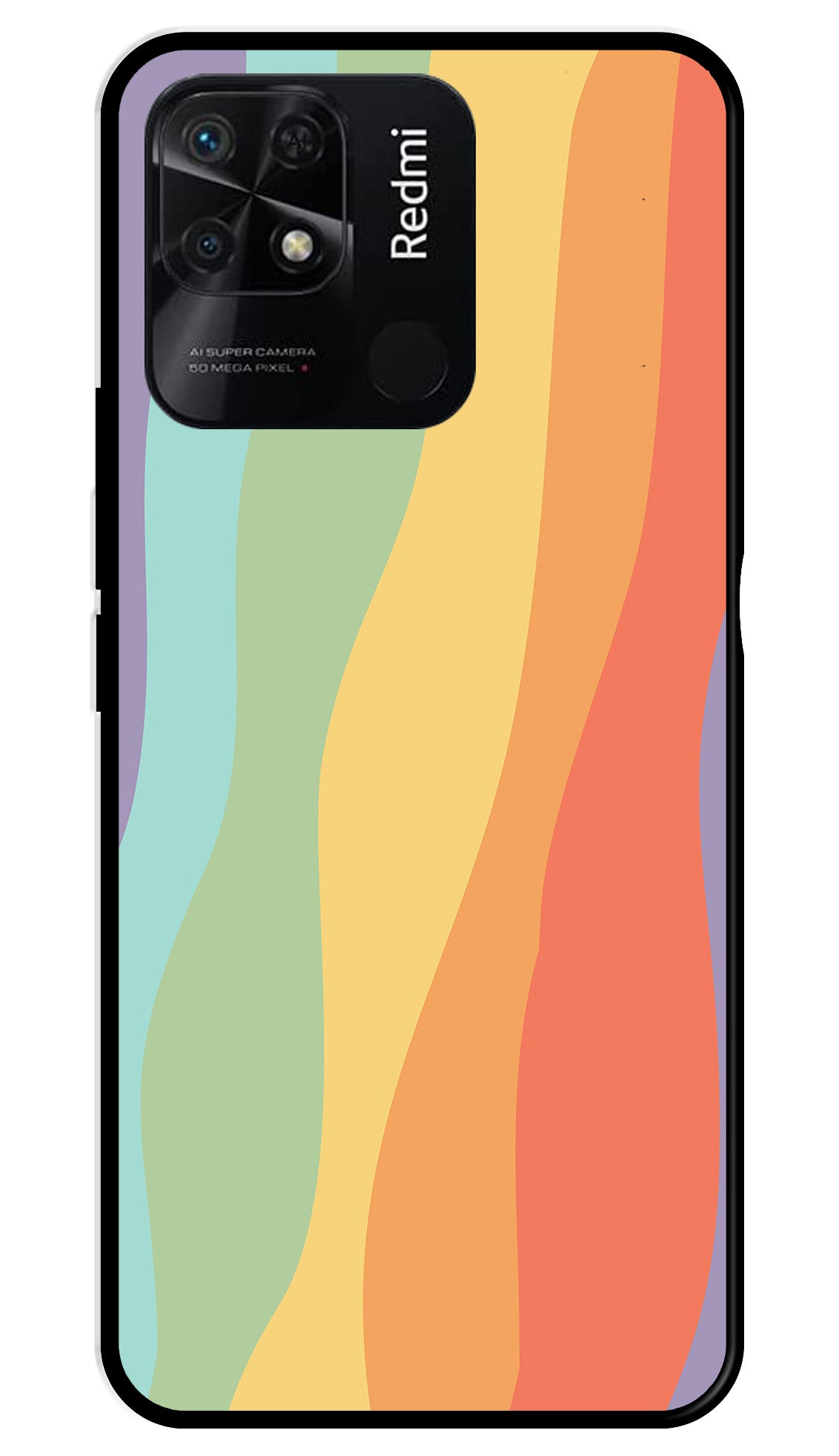 Muted Rainbow Metal Mobile Case for Redmi 10   (Design No -02)