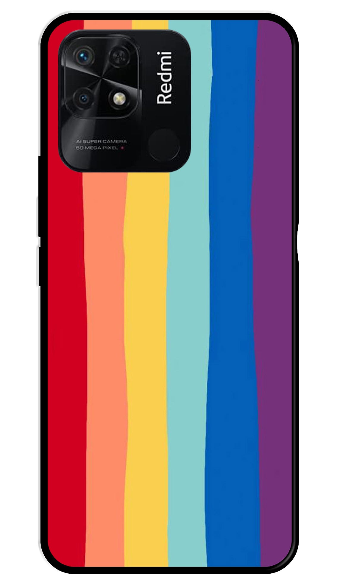 Rainbow MultiColor Metal Mobile Case for Redmi 10   (Design No -03)