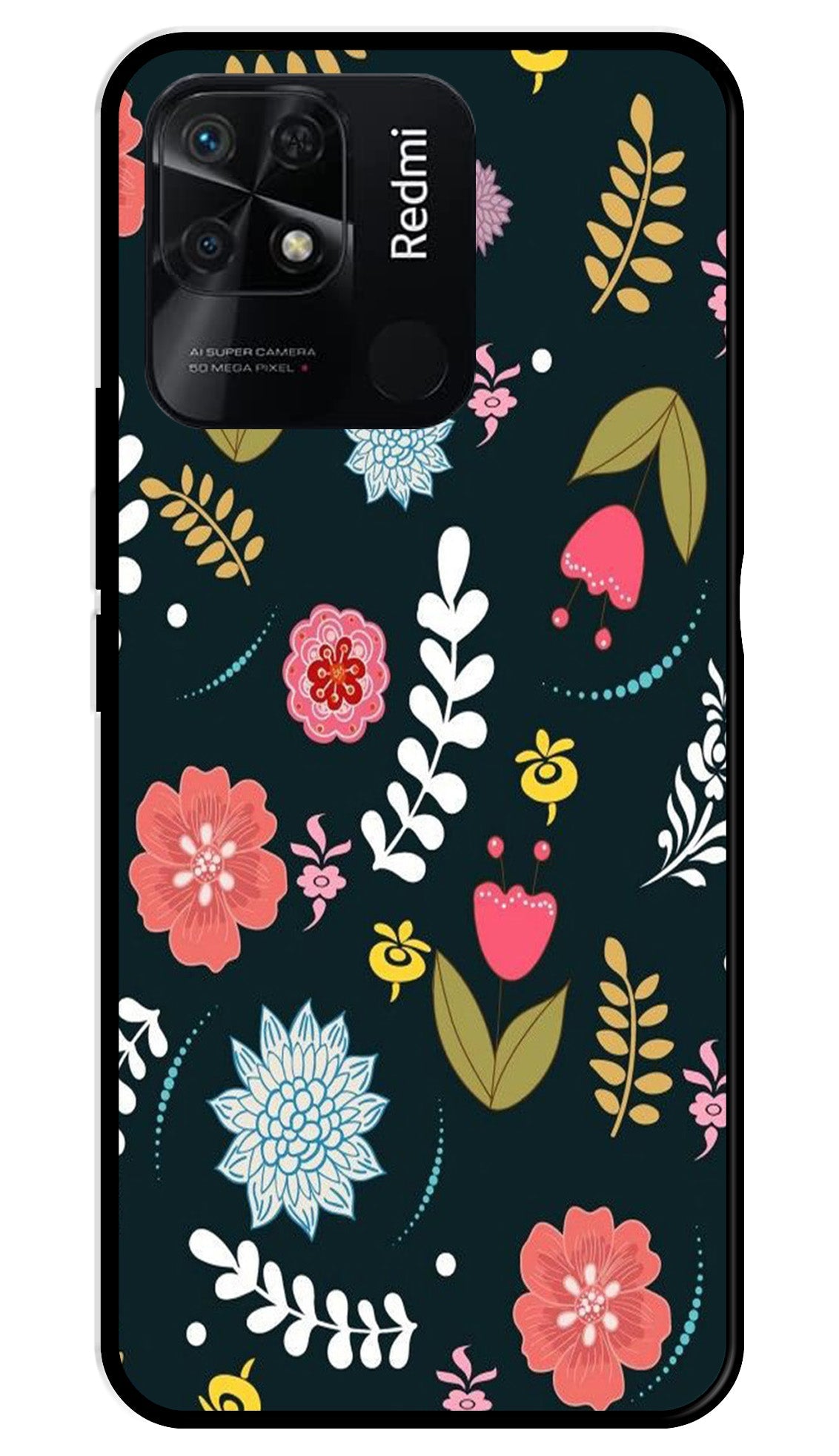 Floral Pattern2 Metal Mobile Case for Redmi 10   (Design No -12)
