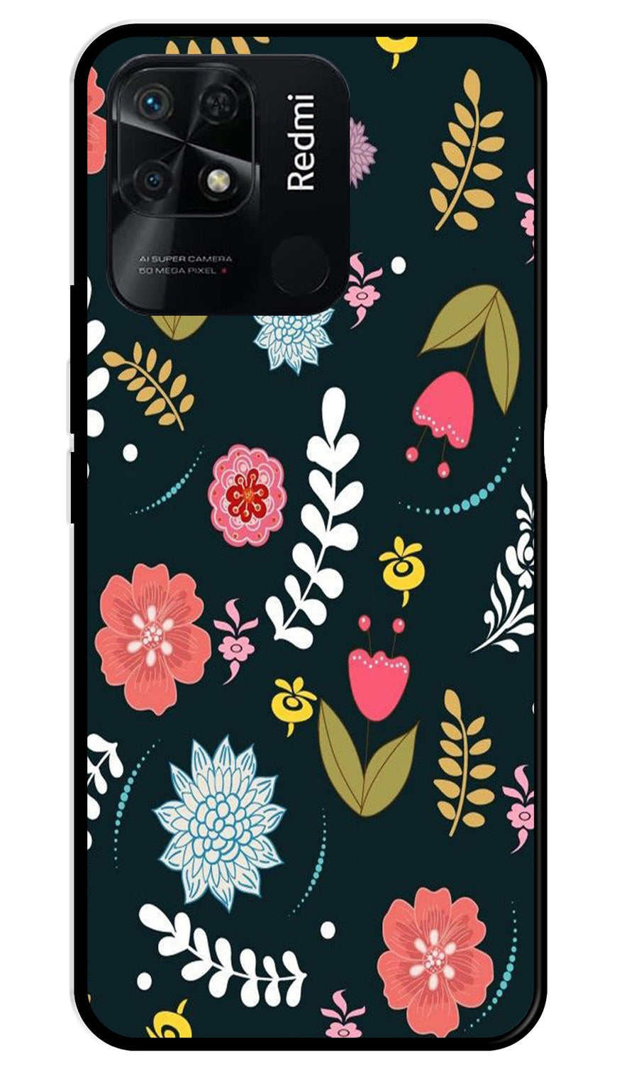 Floral Pattern2 Metal Mobile Case for Redmi 10 Power   (Design No -12)