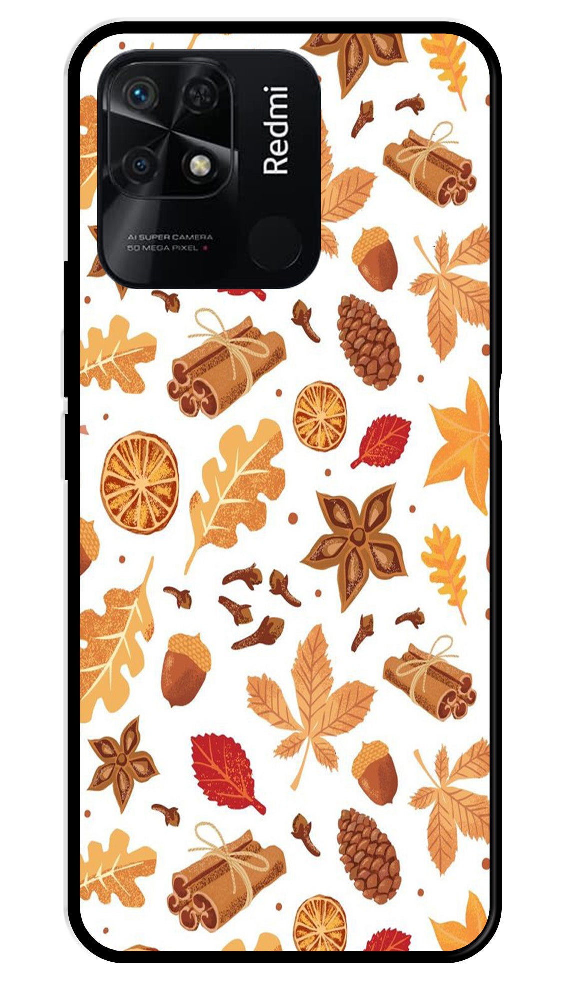 Autumn Leaf Metal Mobile Case for Redmi 10   (Design No -19)
