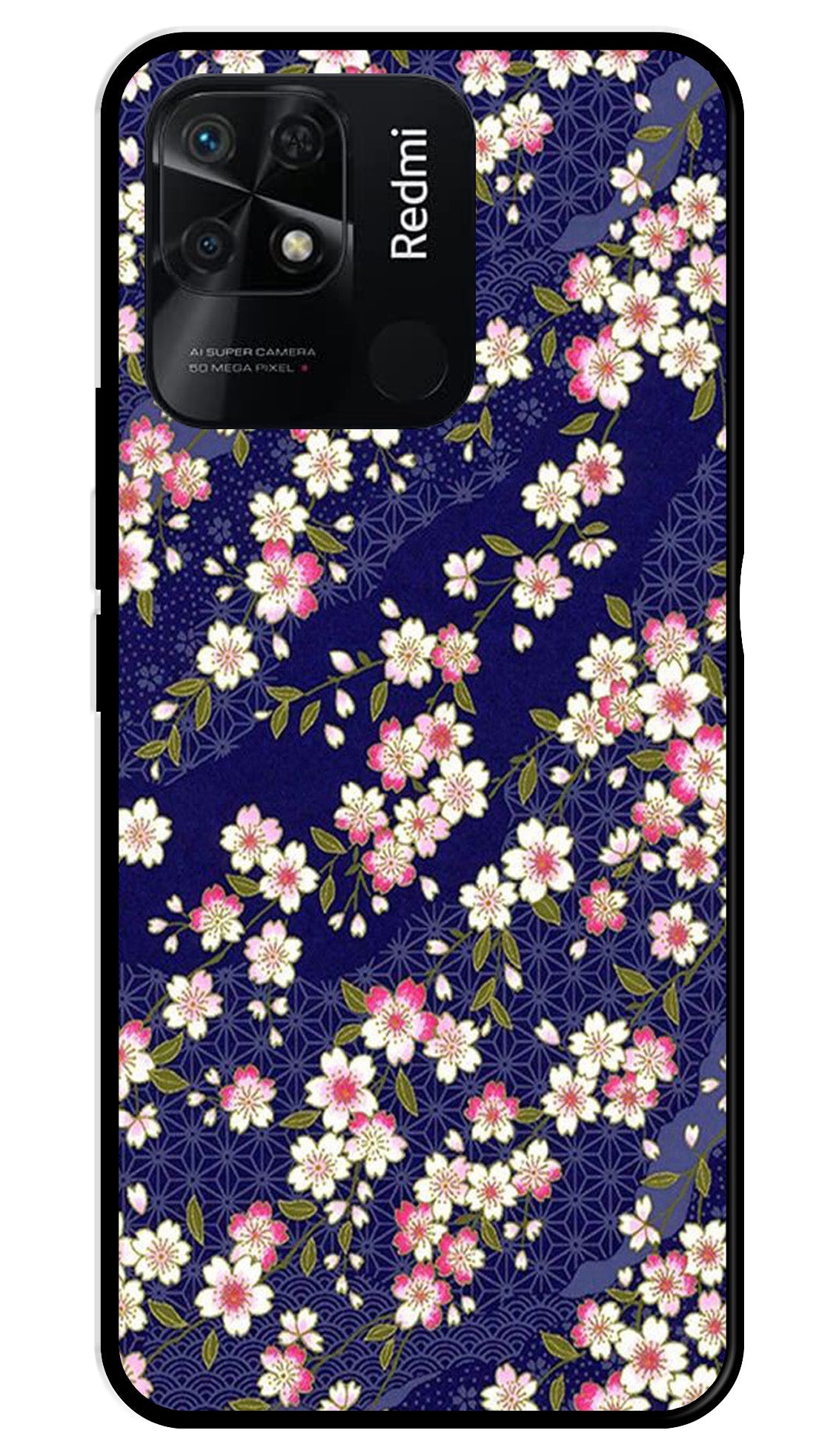 Flower Design Metal Mobile Case for Redmi 10   (Design No -25)