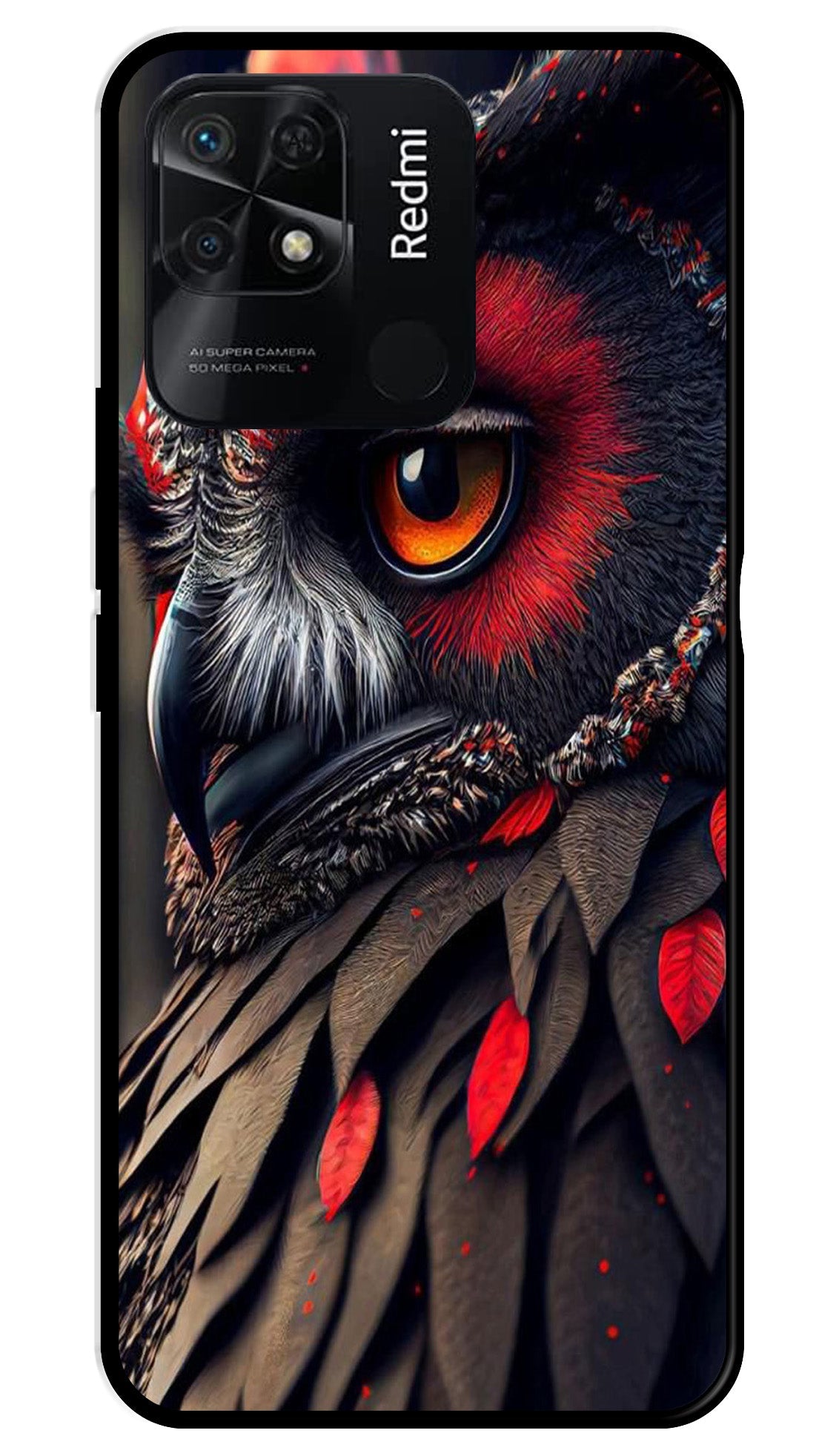 Owl Design Metal Mobile Case for Redmi 10   (Design No -26)