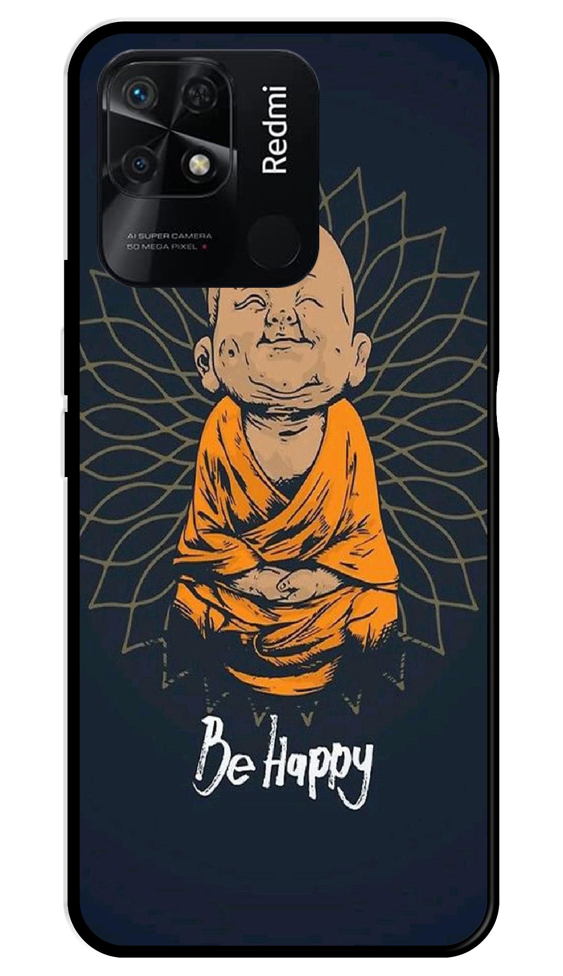 Be Happy Metal Mobile Case for Redmi 10   (Design No -27)