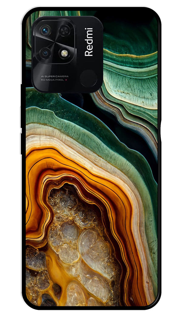 Marble Design Metal Mobile Case for Redmi 10C   (Design No -28)