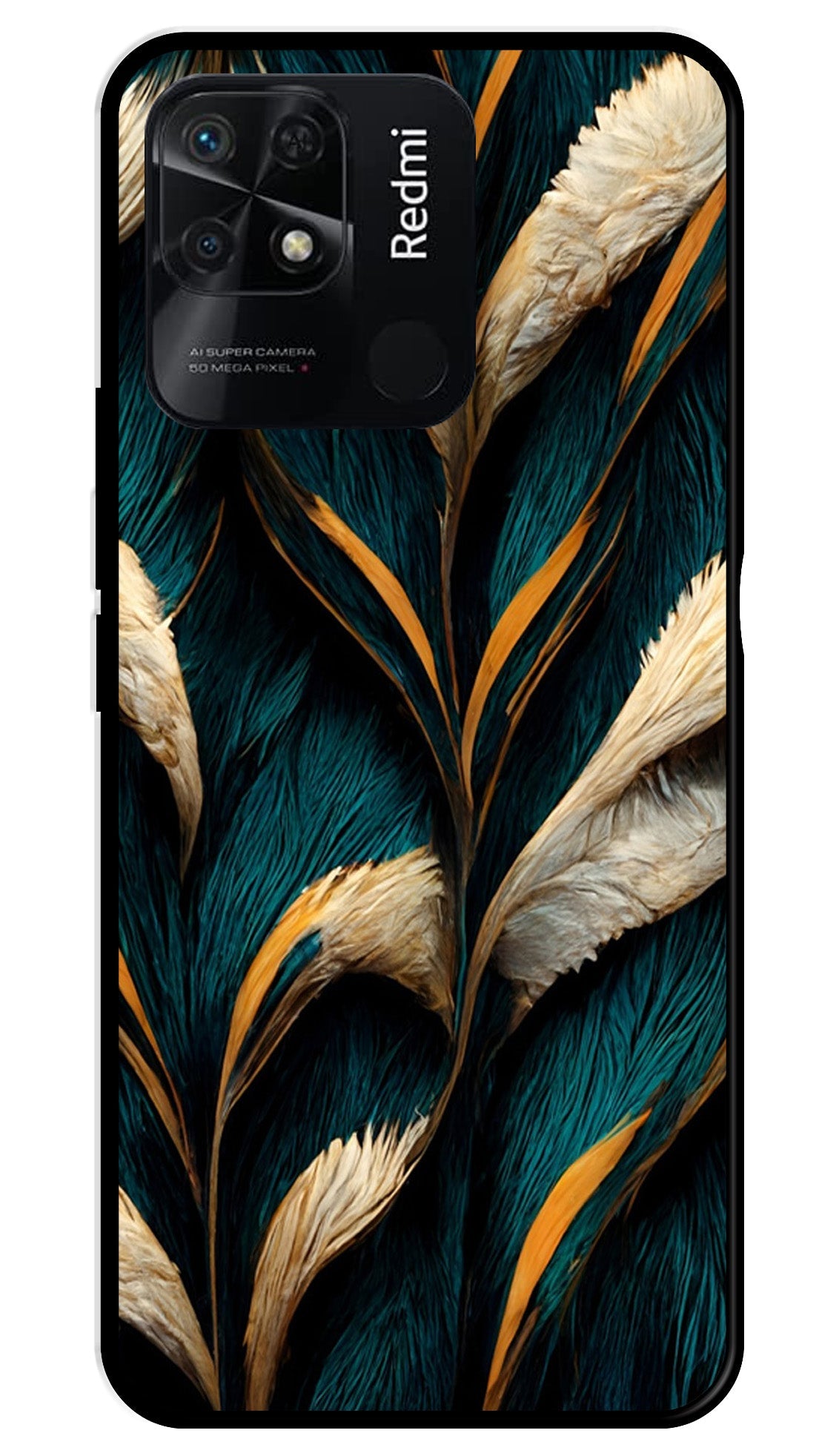 Feathers Metal Mobile Case for Redmi 10   (Design No -30)