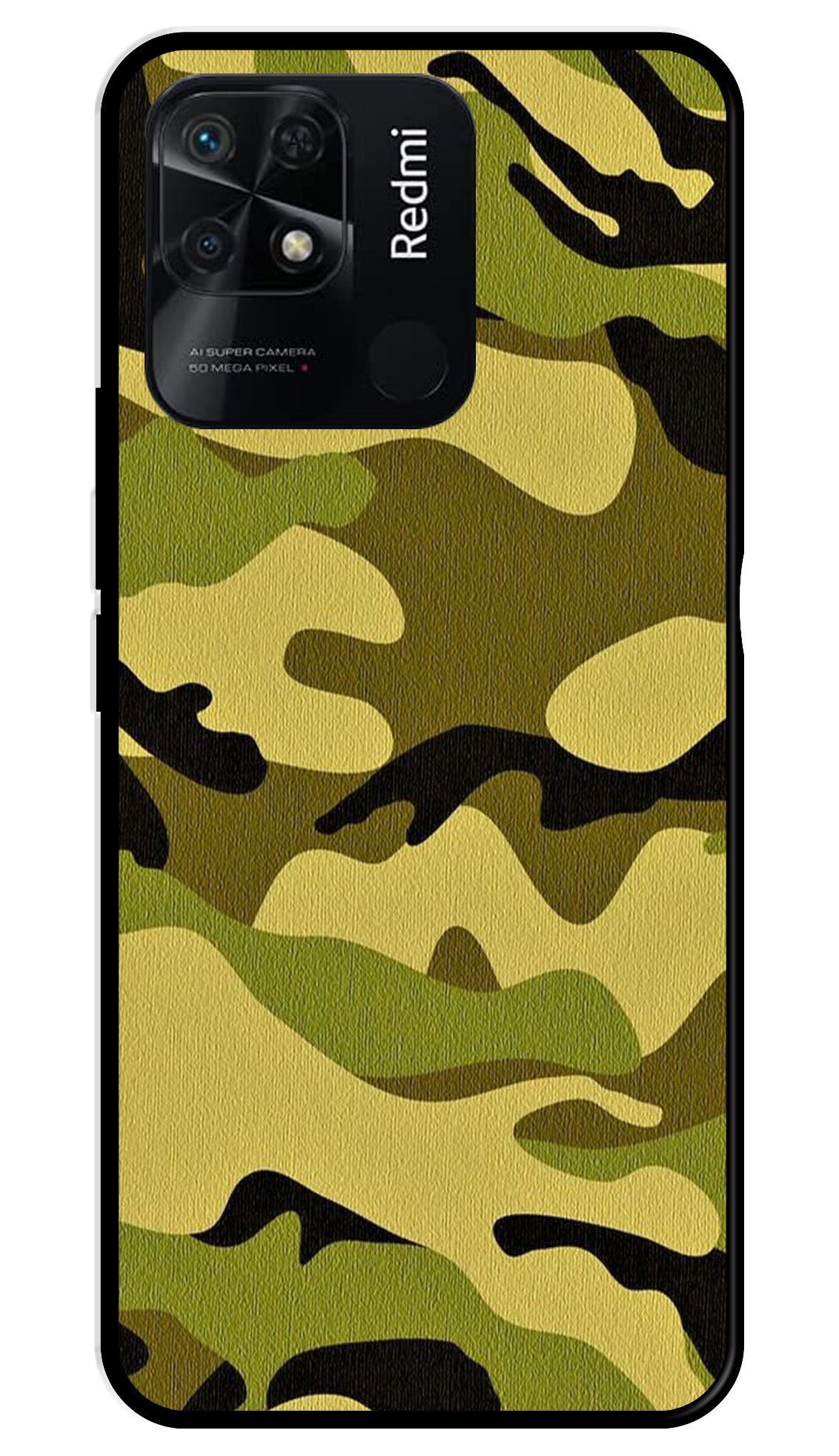 Army Pattern Metal Mobile Case for Redmi 10 Power   (Design No -35)