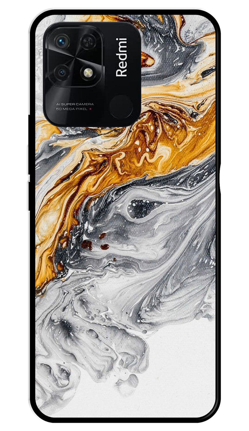 Marble Pattern Metal Mobile Case for Redmi 10 Power   (Design No -36)