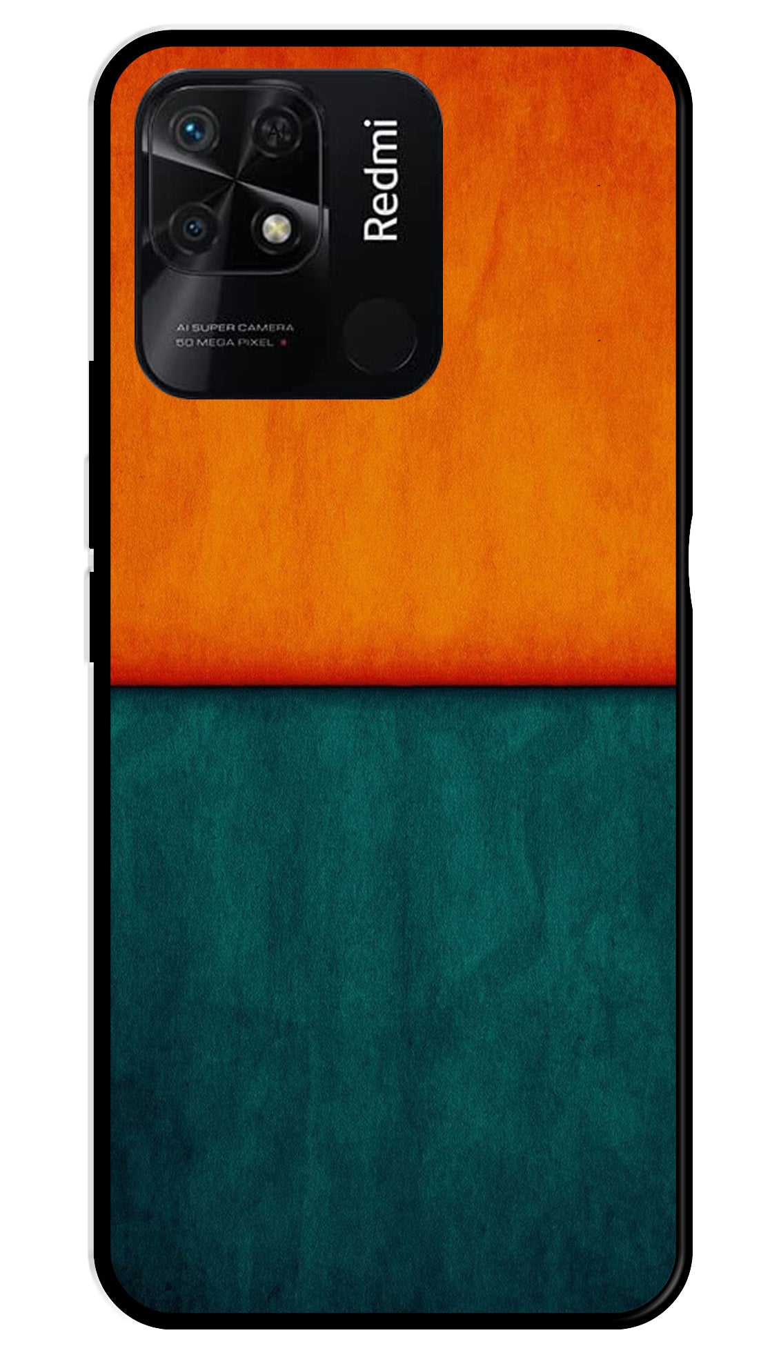 Orange Green Pattern Metal Mobile Case for Redmi 10   (Design No -45)