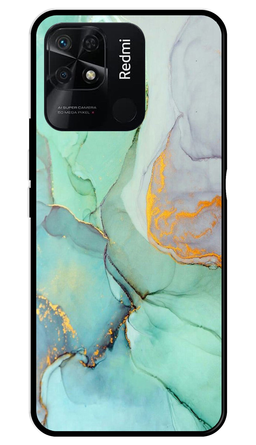 Marble Design Metal Mobile Case for Redmi 10   (Design No -46)