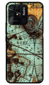 Map Design Metal Mobile Case for Redmi 10C   (Design No -54)