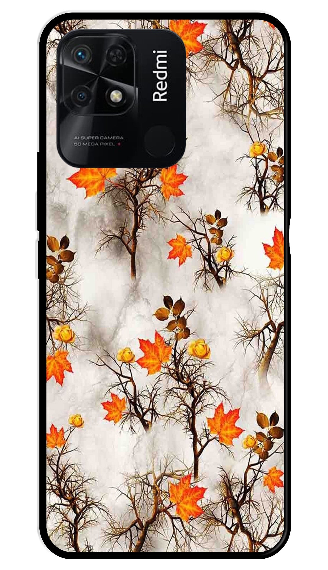 Autumn leaves Metal Mobile Case for Redmi 10   (Design No -55)