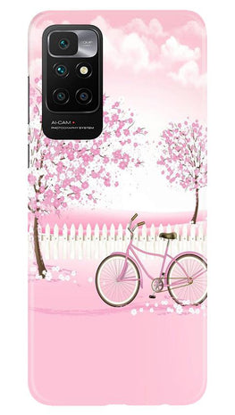 Pink Flowers Cycle Case for Redmi 10 Prime(Design - 102)