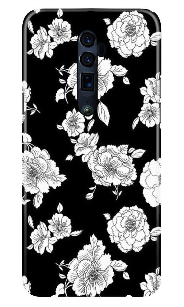 White flowers Black Background Case for Oppo Reno 2