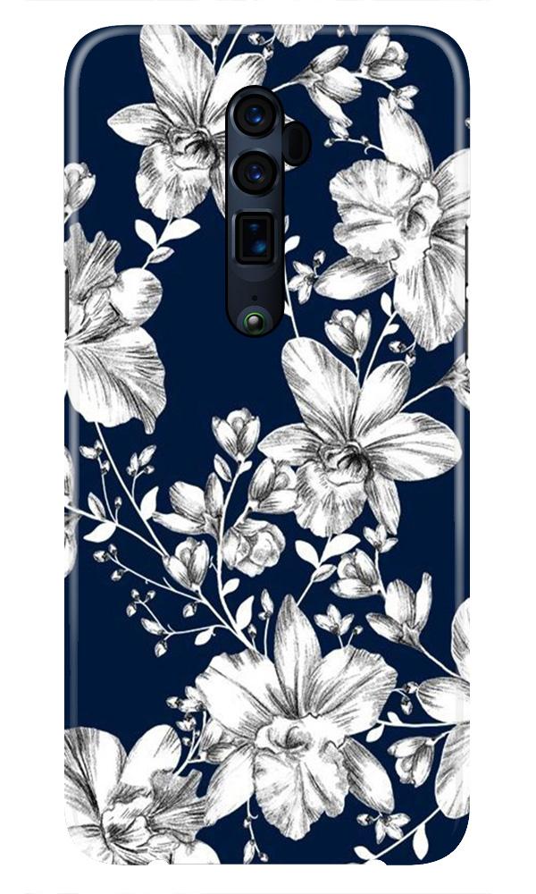 White flowers Blue Background Case for Oppo Reno 2