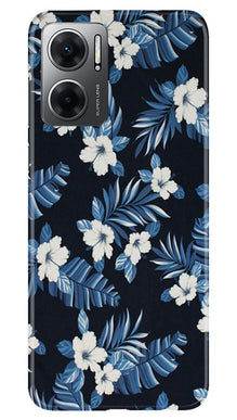 White flowers Blue Background2 Mobile Back Case for Redmi 11 Prime 5G (Design - 15)