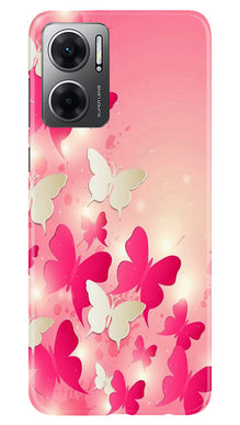White Pick Butterflies Mobile Back Case for Redmi 11 Prime 5G (Design - 28)