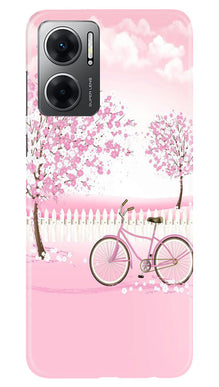 Pink Flowers Cycle Mobile Back Case for Redmi 11 Prime 5G  (Design - 102)