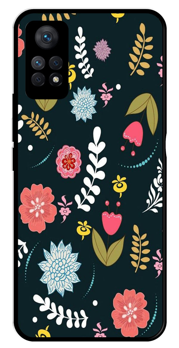 Floral Pattern2 Metal Mobile Case for Redmi Note 11 Pro Plus   (Design No -12)
