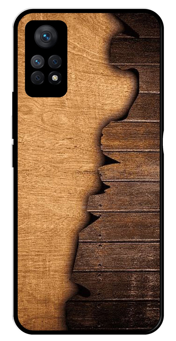 Wooden Design Metal Mobile Case for Redmi Note 11 Pro Plus   (Design No -13)