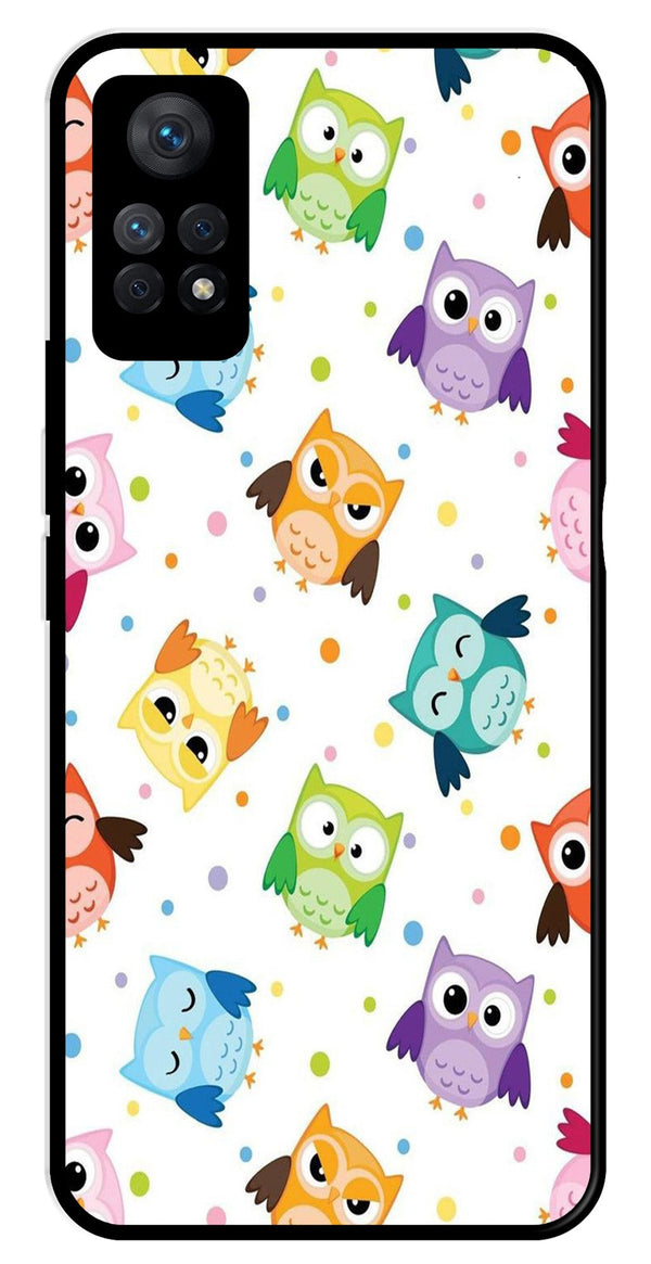 Owls Pattern Metal Mobile Case for Redmi Note 11 Pro   (Design No -20)