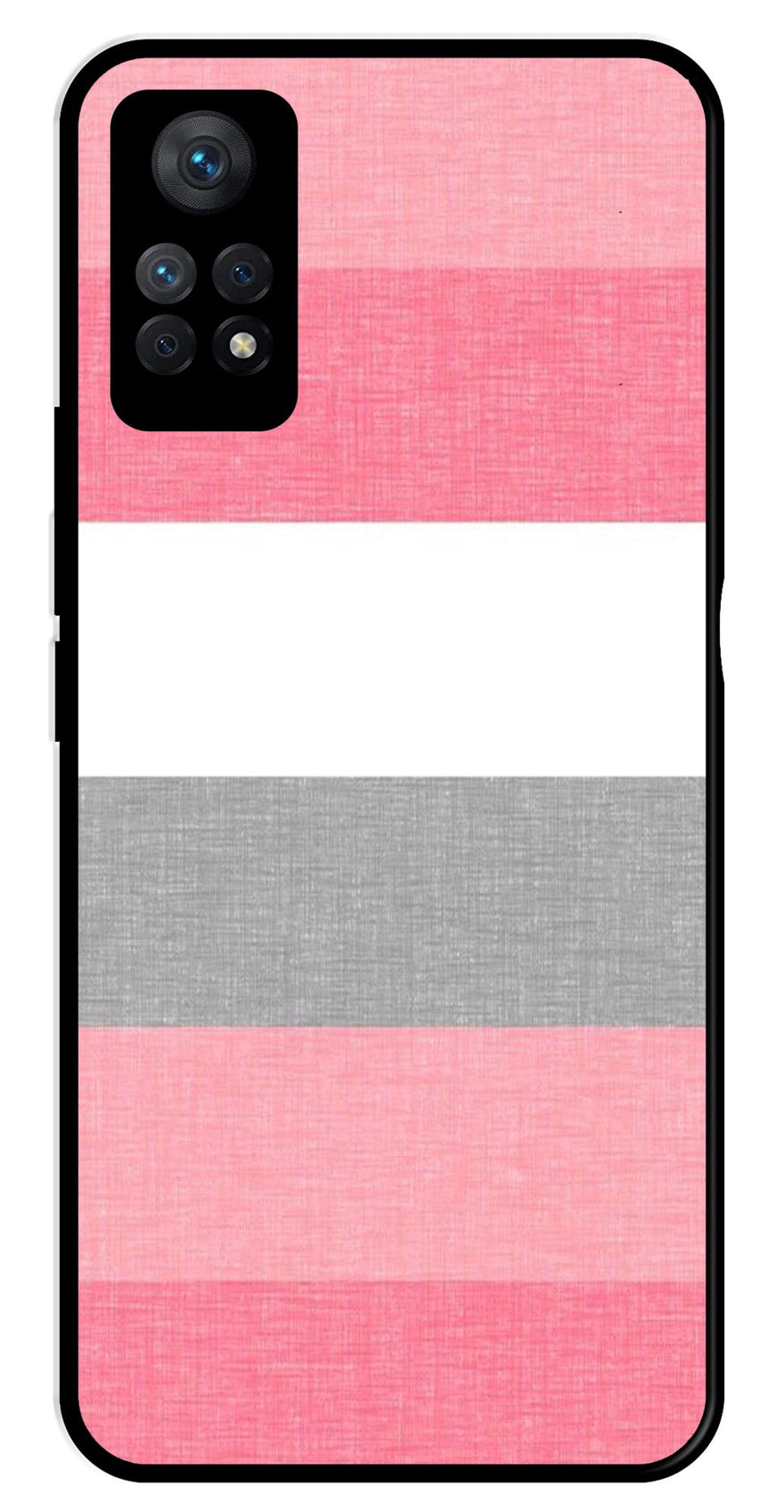 Pink Pattern Metal Mobile Case for Redmi Note 11 Pro   (Design No -23)