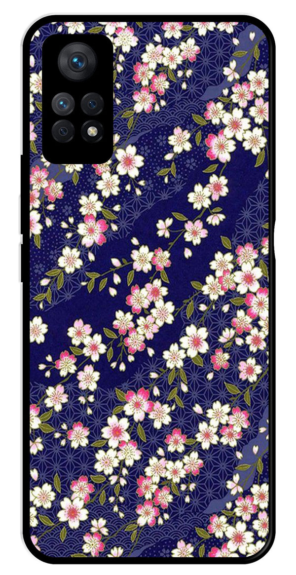 Flower Design Metal Mobile Case for Redmi Note 11 Pro   (Design No -25)